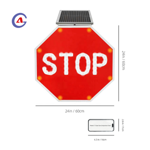 GUANGAN CE FCC ROHS Certified Aluminum Solar LED Traffic Light Flashing Road Safety Sign For Crossings Stop Crossing Sign