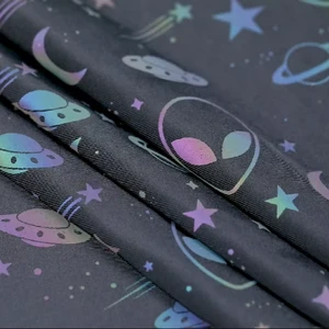Hot Sell Universe Pattern rainbow Reflective Printable Fabric Custom Printing Polyester Reflex Fabrics
