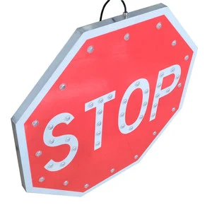 Highway Solar Road Traffic Sign Stop Traffic Light Octagonal STOP Led Flashing Warning Sign with Solar Panel