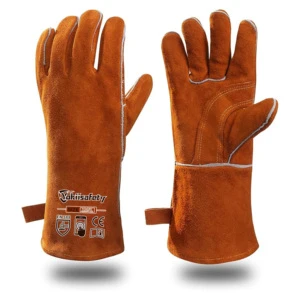 Yokii High Quality Cowhide Leather Layer Safety Working Welder Gloves Non-slip Soft Labor Hand Protection Welding Work Gloves