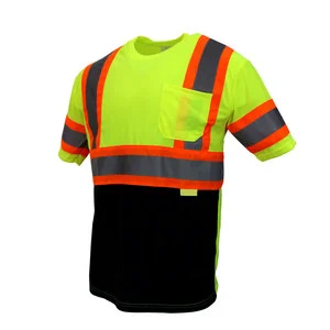 Hi Vis Short Sleeve Safety Shirt Reflective Breathable 100% Polyester Regular Fit Respirator Pack for Traffic Management High