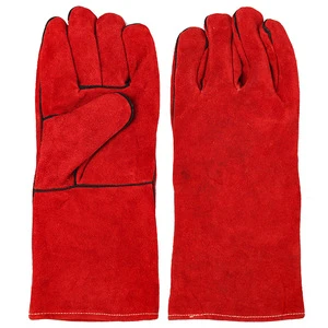 Personal Protective Equipment Oil-resistant Non slip Double Fleece Cow Split Leather Safety Welding Work Gloves