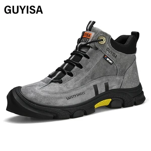 GUYISA Men's High-Top Anti- Smash Anti-Puncture Labor Protection Shoes Non-Slip Steel Toe Foot Protection