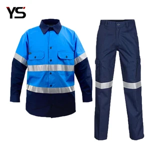 Factory Wholesale 100% Cotton High-visibility Clothing Shirts Reflective Work Clothes Reflective Safety Shirts Long Sleeves