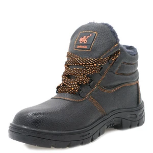 Men's Winter Work Safety Shoes Steel Toe Anti-Crush Anti-Puncture Anti-Slip Features Warm Fleece Cotton Style for Factory Use