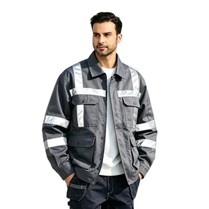 Custom Spring Autumn Reflective Work Jacket ANSI Wear Resistant Multi-Pocket Safety Workwear Construction Auto Repair Uniform