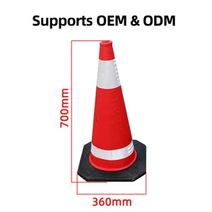 Yuge 70cm EVA Flexible Engineer Grade Reflective Road Safety Traffic Cone IP65 Protection Highways Urban Roads No Warning Sound