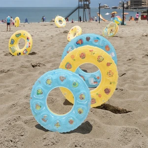 Single-Layer Double Airbag Inflatable Swimming Ring for Adults Children Thickened PVC Crystal Life Ring for Pool Use Factory