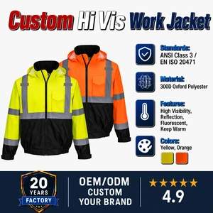 Hot Sale Waterproof Winter Jacket High Visibility Construction Worker Reflective Safety Work Clothes for Men