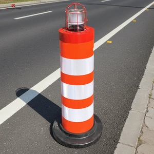 Original-product ROADSAFE with Warning LED Light Red Removable Flexible Barrel Traffic Barrel Drum Post Delineator Barrier