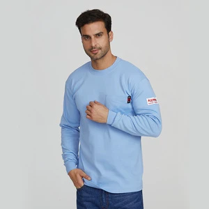 FRKNITEX Wholesale 100% Cotton Shirt NFPA2112 UL Fire Retardant Long Sleeve Knit Mechanic Work Shirt