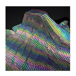 Colored Rainbow Reflective Fabric Holographic Fabric Iridescent Fabric for Fashion Clothing or Jacket