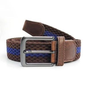 Custom Logo Elastic Braided Golf Belt Multicolor Stretch Woven Polyester Men Adjustable Alloy Buckle
