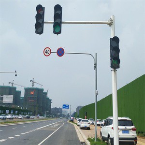 Professional Traffic Light System Single Arm Lamp Smart Pole 50 Outdoor LED Traffic Signal Light Hot Dip Galvanized CE ROHS FCC