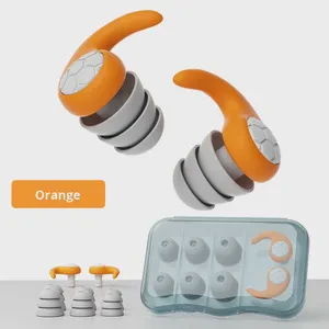 Unisex Three-Layer Silicone Earplugs Noise Reduction Full Size Hearing Protection for Swimming Sports Waterproof for Students