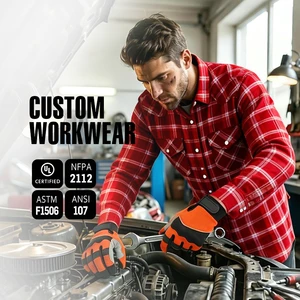 Custom Flame Retardant Work Shirt NFPA2112 Certified FR Plaid Shirt Fire-resistant Clothing For Electric And Oilfield Worker