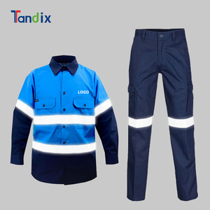 Custom Cotton Mining Mechanic Construction Reflective Safety Workwear Hi Vis Security High Visibility Work Uniform Worker Suit