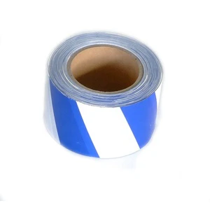 Road Safety Traffic White Blue Single Side Printed Tape Strip Warning Anti Danger PE Lane Tape Warning Safety Stripe