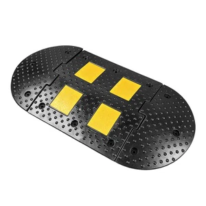 Professional Grade Rubber Speed Bump 4Ft Black Yellow Reflective Anti-Skid Surface Traffic Safety Speed Control for Roads