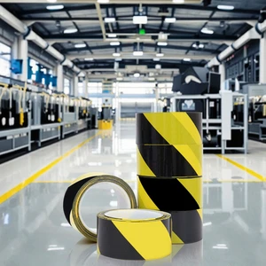 Danger Barricade Non Adhesive Rubber Waterproof Single Sided Warning Tape Yellow Red for Construction