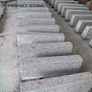 PerfectStone Natural Flamed Surface Grey Granite Straight Standard Curb Stone for Municipal Road Project