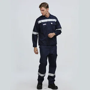 Wholesale Xinke Protective Black Fire Resistant Safety Workwear Uniforms Welding Work Suit With Reflective Tapes