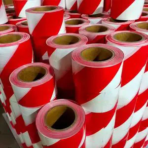 Custom Print Safety Danger Caution Signal Plastic White Red Coloured Non Adhesive PE Barrier Warning Tape
