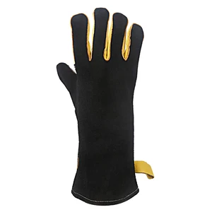 Heavy Duty Cowhide Leather Gauntlet Style Welding Gloves TIG/MIG Protective Heat Resistant Eco-Friendly Breathable Four Seasons