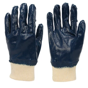 Zhenxin ZX-449 Custom Logo Nitrile Anti Oil Blue Safety Work Gloves With Elastic Cuff For General Purpose