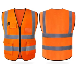 Shaped Summer Reflective Fluorescent Yellow ANSI Class 2 Multi-Pocket Road Construction Traffic Riding Running Security Safety