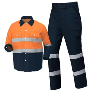 Premium Quality Men's Hi Vis Work Shirt - 100% Cotton, Long Sleeve With Air Vent, Breathable Safety Clothing