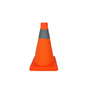 45cm Portable Telescopic PP Plastic Road Cone Foldable Emergency Warning Roadblock with Lifting Reflector Traffic Safety Product