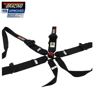 TBRACING FIA Approved Safety Belt Racing Seat Belt Polyester 6 Points Quick Release Black Webbing Taiwan Car Accessories for