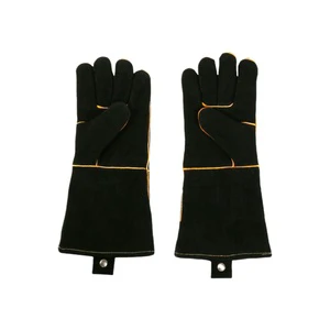 16 Inches 662℉ Leather Forge Welding Gloves Heat-Resistant Mitts for BBQ Tig Mig Furnace Stove Pot Garden Gloves Protective Gear
