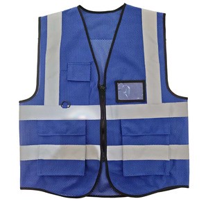 Royal Blue Mesh Multifunctional Reflective Safety Vest Clothing with Reflective Strips