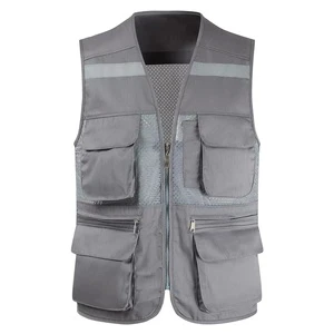 Big Pockets Water Proof Customized Logo Long Sleeve Unisex Polyester High Visibility Safety Reflective LED Flash Breathable Vest