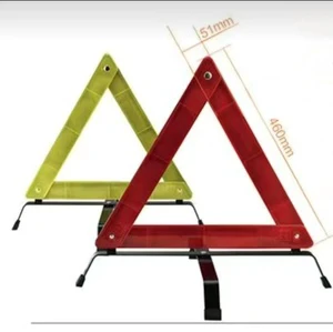 2pcs Pack Foldable ABS Warning Triangle Emergency Tools Reflective Yellow & Red Traffic Triangle Sign
