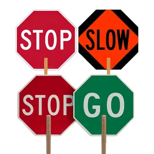 Outdoor High Visibility Aluminum Octagon Traffic Road Safety Reflective Speed Bump Warning Handheld Parking Signs