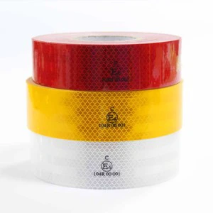 5cmx45.7m Reflective Material Yellow Red White PVC ECE 104 R 00 001 Micro Prism 3m Reflective Tape For Vehicles Truck Safety