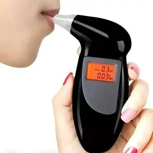 Professional Breath Alcohol Tester with LCD Display & 5 Mouthpieces Portable BAC Detector for Drunk Driving Prevention