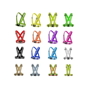 High Light Visibility Black Green Traffic Cycling Safety Harness Security Reflective Elastic Cross Harness Vest Belt Gear Wear