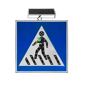 Customized Aluminum LED Solar Pedestrian Traffic Sign with Flashing Yellow & White Lights