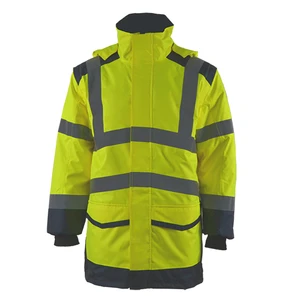 High Visibility Waterproof ANSI Class 2 Polyester 2-in-1 Traffic Jacket Detachable Sleeve Customizable Logo for Safety-Conscious