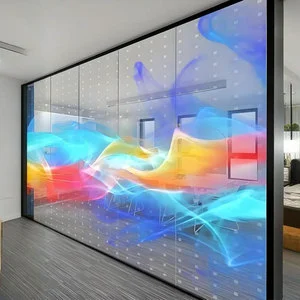 Self-adhesive Led Transparent Film Shop Windows Facades Led Glass Film Curved Format Supported Transparent LED Film