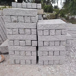 G603 SGZ Gray-White Modern Granite Pillars Block Paving Stone Outdoor Palisades Fencing Flamed Bush Hammered Kerb Curbs