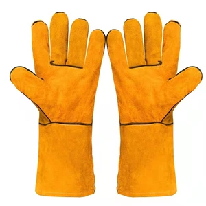 Bate Certified Heavy-Duty Industrial Heat Resistant Cowhide Leather Welding Gloves Cotton Liner Full Thumb TIG/MIG K0912