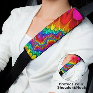 Hot-Selling Bestseller Yuanhe Cross-Border Amazon Colorful Printed Polyester Standard Fit New Car Seat Belt Cover 1 Piece