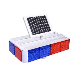 Four-Sided Red Yellow White Solar Traffic Signal Warning Strobe Light PVC PU IP65 Waterproof LED 100,000 Hours Lifespan