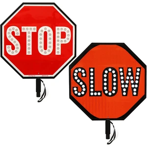 Led Hand Held Stop Slow Sign Led Traffic HIP Reflective Warning Products Led Safety Products