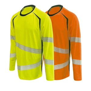 Custom ANSI Class 2 Long Sleeve Quick Drying 100% Polyester Reflective Safety Work Shirts